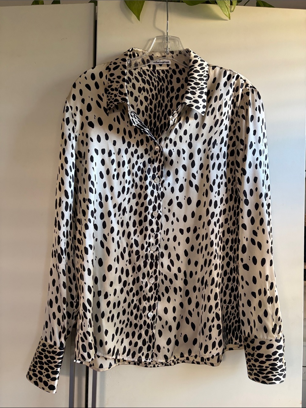 Reformation Silk Sky Top in Cheetah MEDIUM